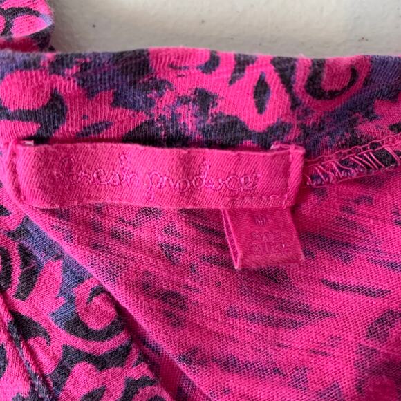 Fresh Produce Top Size Medium Pink Purple V Neck 3/4 Sleeve Cotton Damask Print - Picture 5 of 12